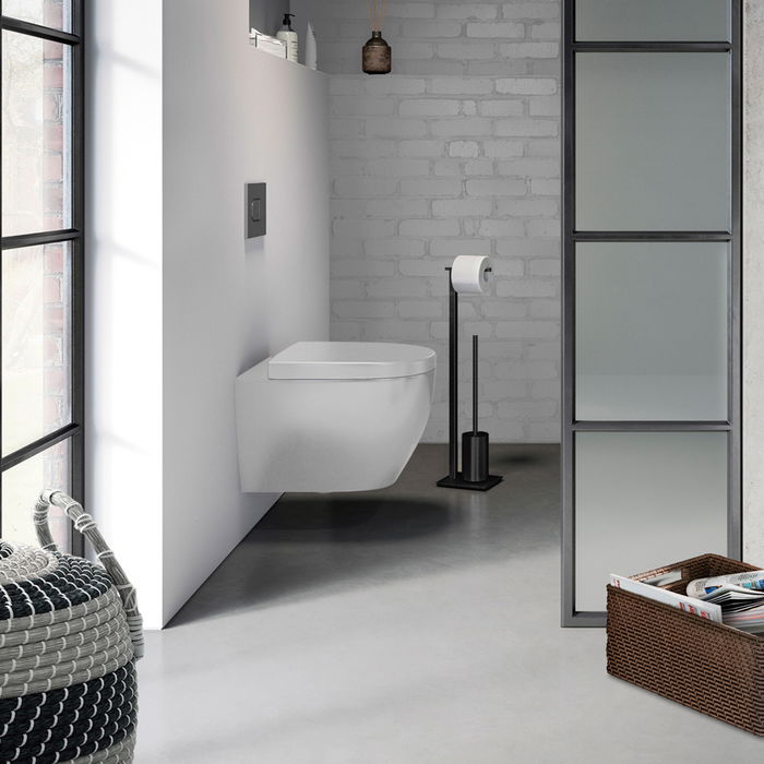 Zack Carvo Portarrollos Escobilla Negro Medidas: L.15 cm; prof.18 cm; h.71,8 cm